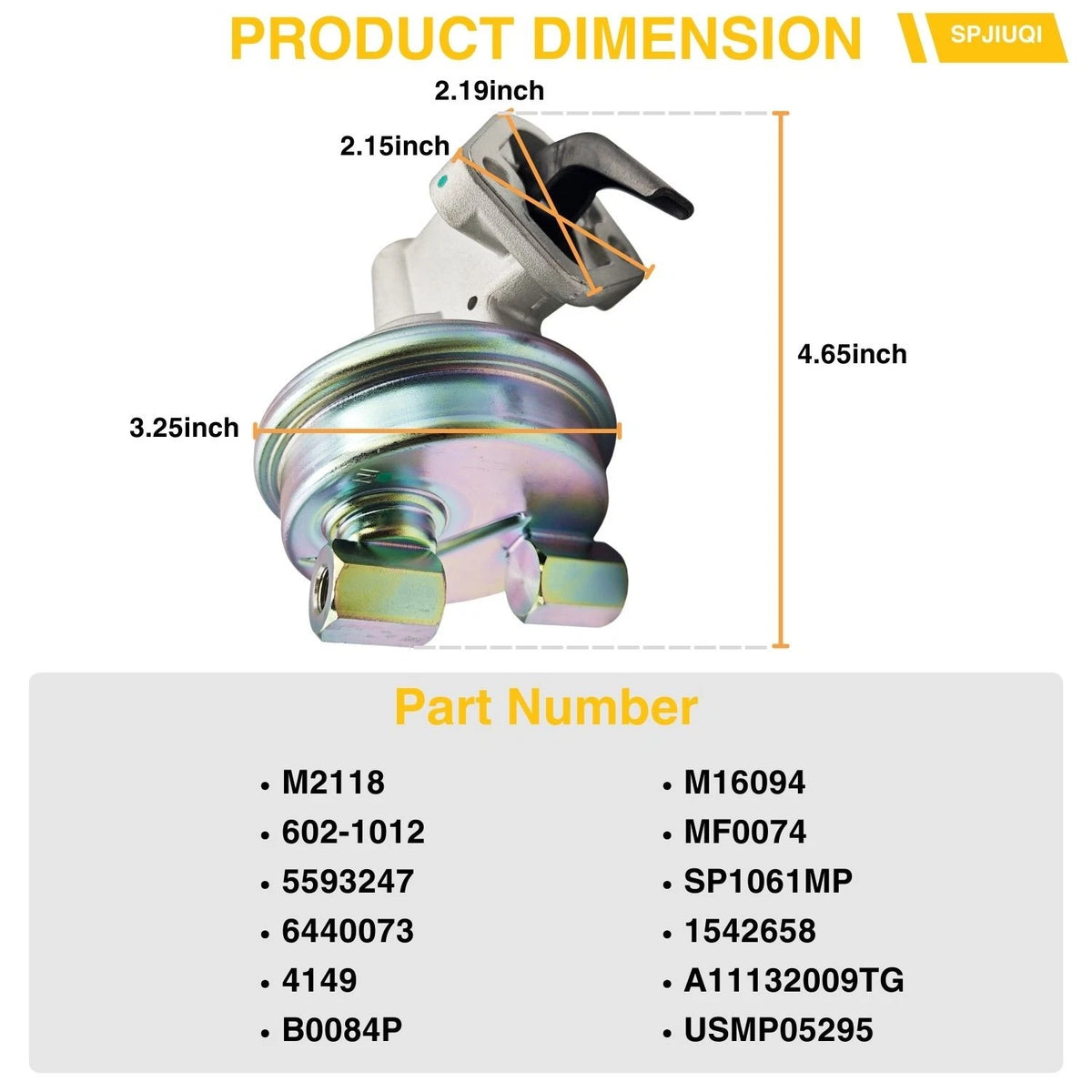 Mechanical Fuel Pump M2118 SP1061MP for Chevrolet 3.5L 3.8L 3.9L 4.3L (1952–1957)