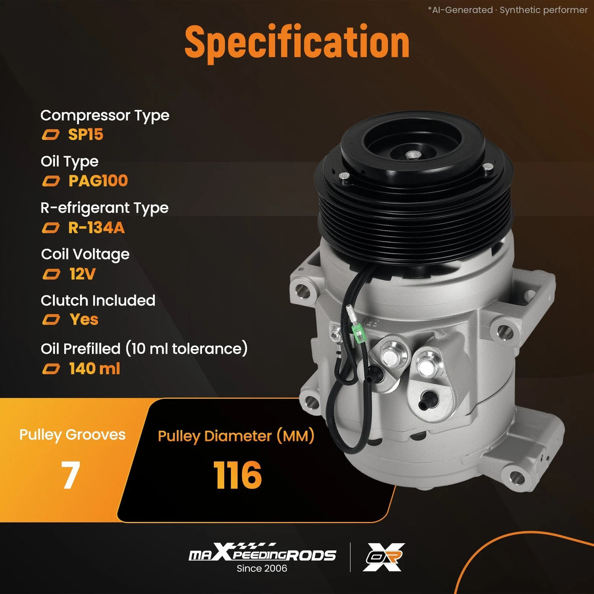 7PK A/C Compressor With Clutch for Toyota Tacoma 2.7L 4.0L (2005–2015) CO10835C