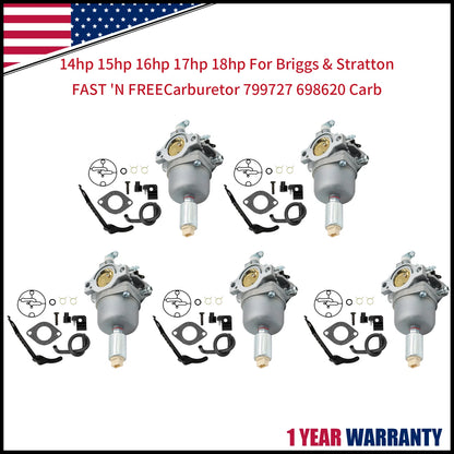 Set of 5 Carburetors for Briggs & Stratton 14-18HP (799727, 698620, 791886)