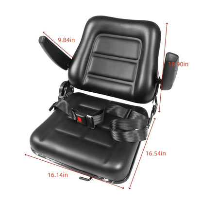 Universal Adjustable Forklift Tractor Seat PVC with Armrest