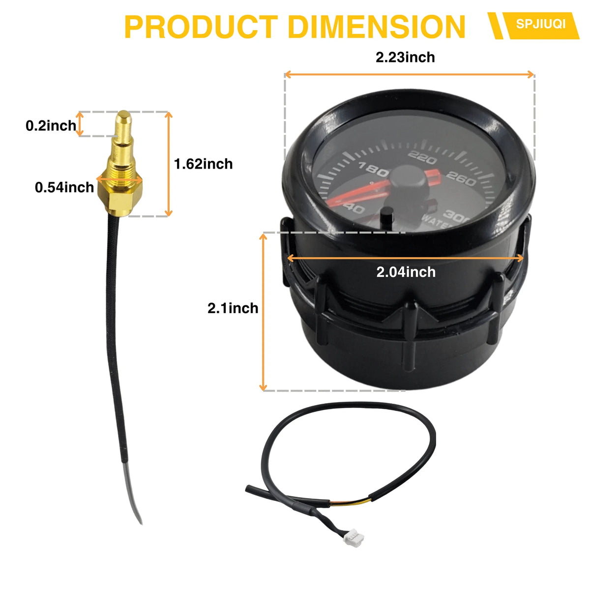 2" Water Temperature Gauge with Sensor Wiring Bracket Universal