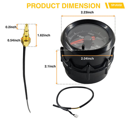 2" Water Temperature Gauge with Sensor Wiring Bracket Universal