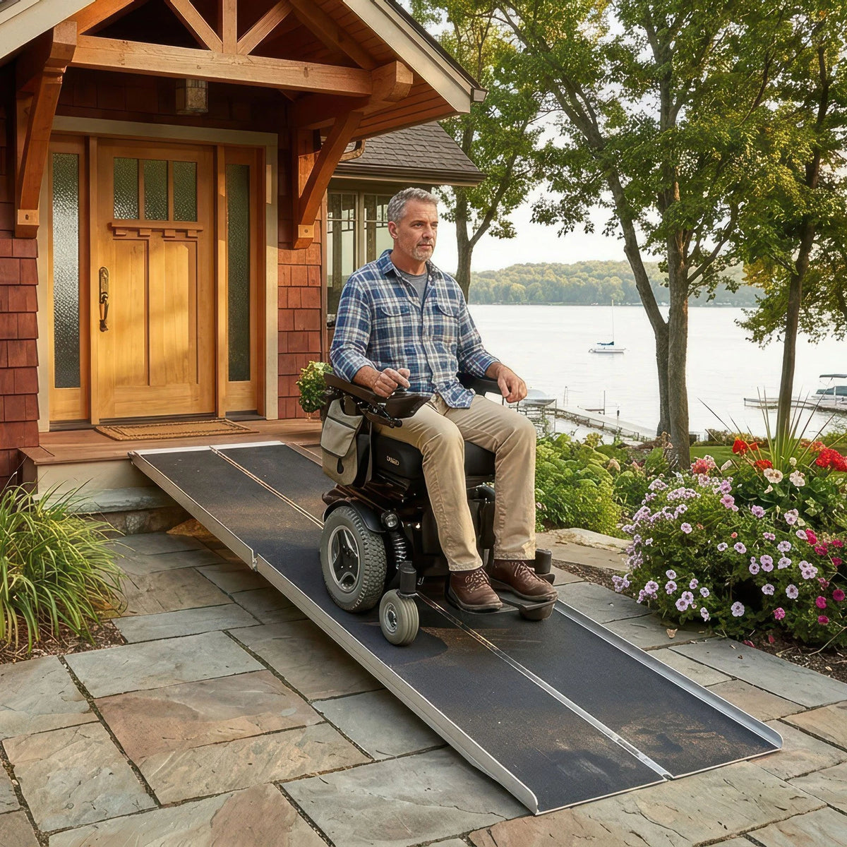 12' Portable Wheelchair Ramp for Home Steps & Entry (600 lb Capacity)
