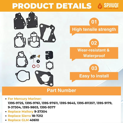 Carburetor Rebuild Kit 1395-9803 for Mercury Marine 15-25HP Outboard (18-7212)
