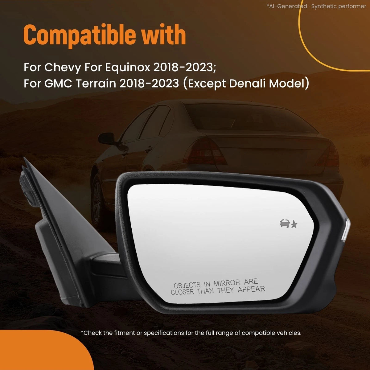Right Mirror for GMC Terrain SLE (2018–2023) 84225387 Heated Blind Spot
