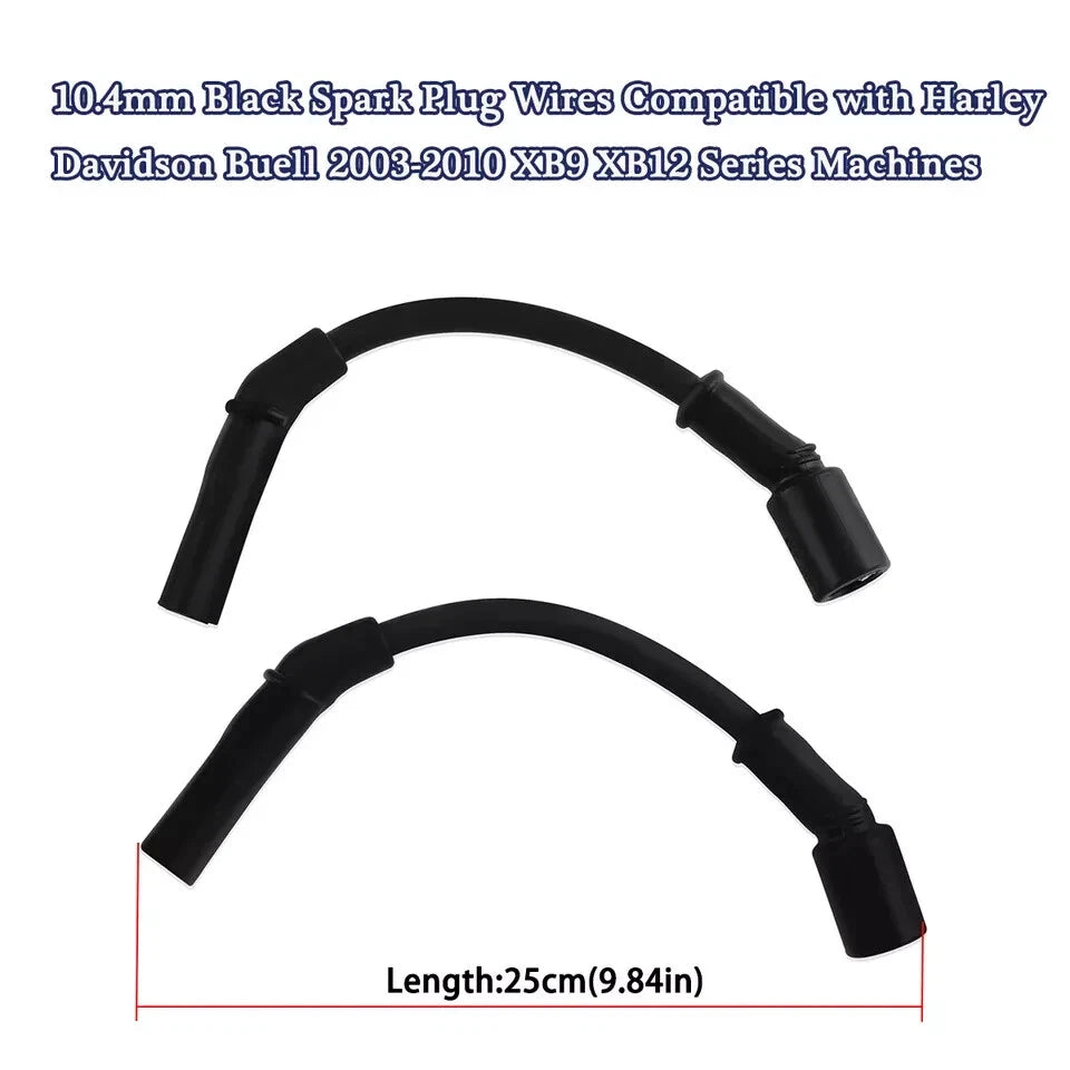Set of 10.4mm Black Spark Plug Wires for Harley Davidson Buell XB9/XB12 (2003–2010)