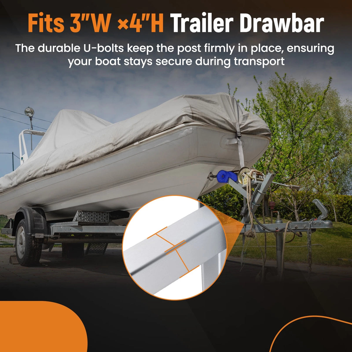 Boat Trailer Winch Stand with Roller for 3"x4" Frames (Adjustable Height)