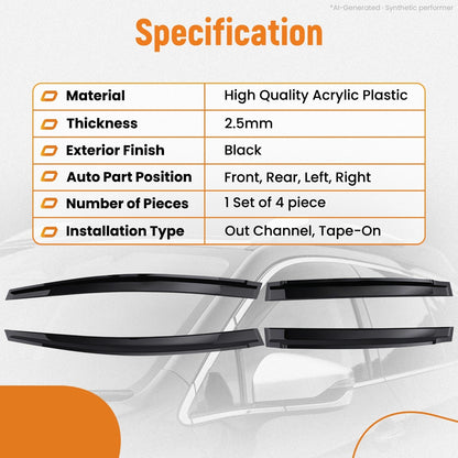 Window Visor Vent Set for Honda Fit (2007–2008) Black