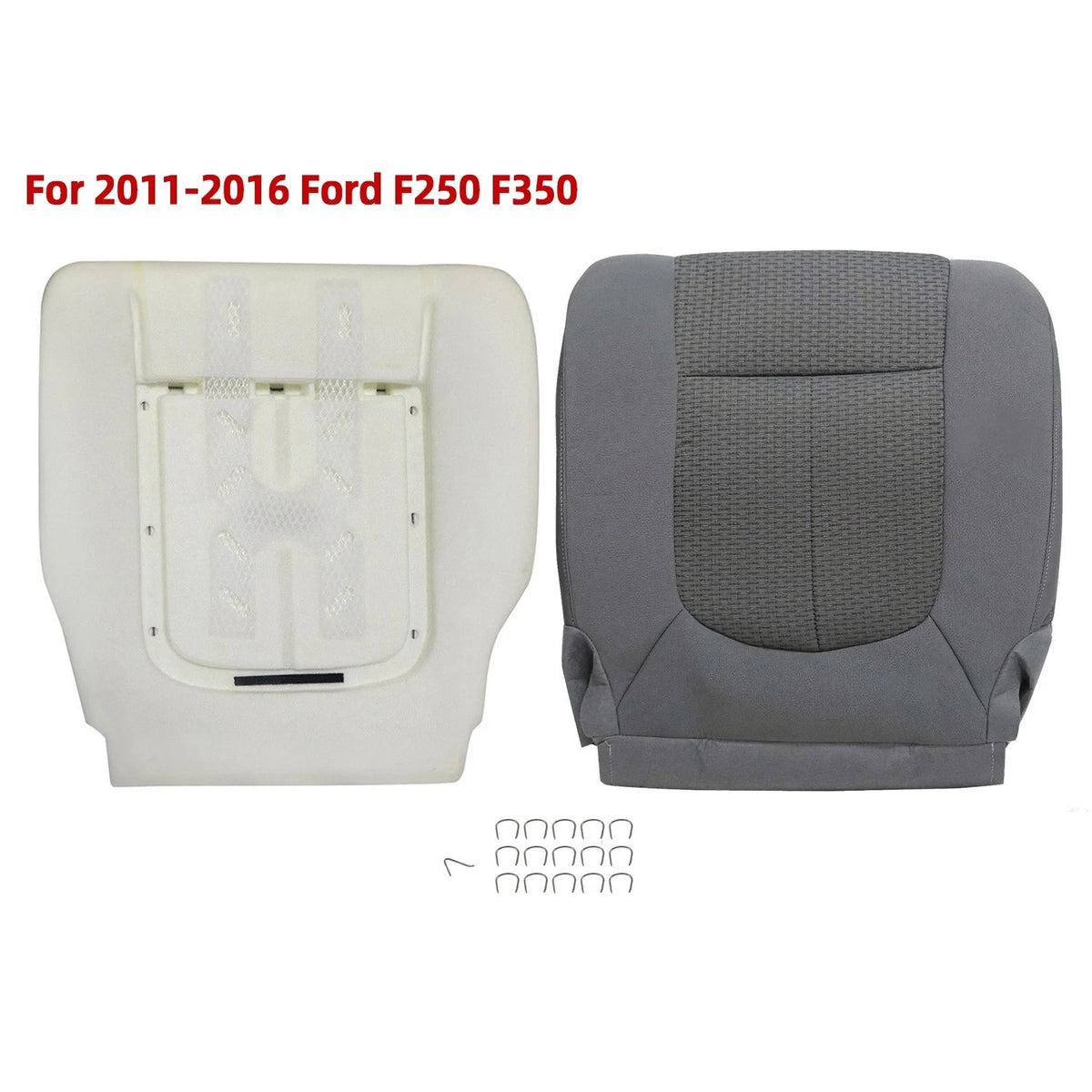 Driver Bottom Cloth Seat Cover & Foam Pad for Ford F250 F350 (2011–2016) Gray