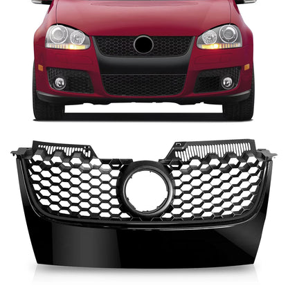 Badgeless Hex Mesh Grille for VW Jetta/GLI/GTI (2006–2009) - Glossy Black