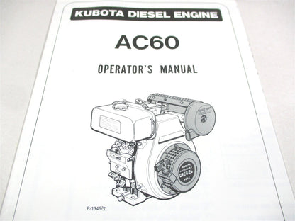 Operators Manual for Kubota AC60 - Part No. 11551-89150
