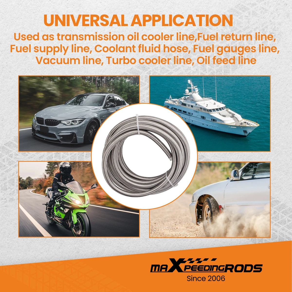 20FT AN10 -10AN Stainless Steel PTFE Braided Oil Fuel Hose Line Kit