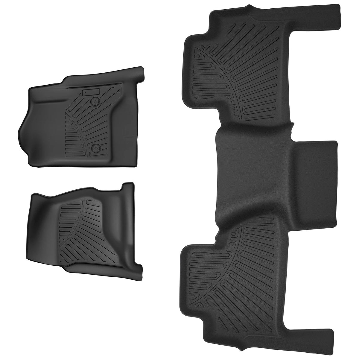 3PC All Weather Black Mats for Chevrolet Tahoe GMC Yukon (2015–2020) TPE Rubber