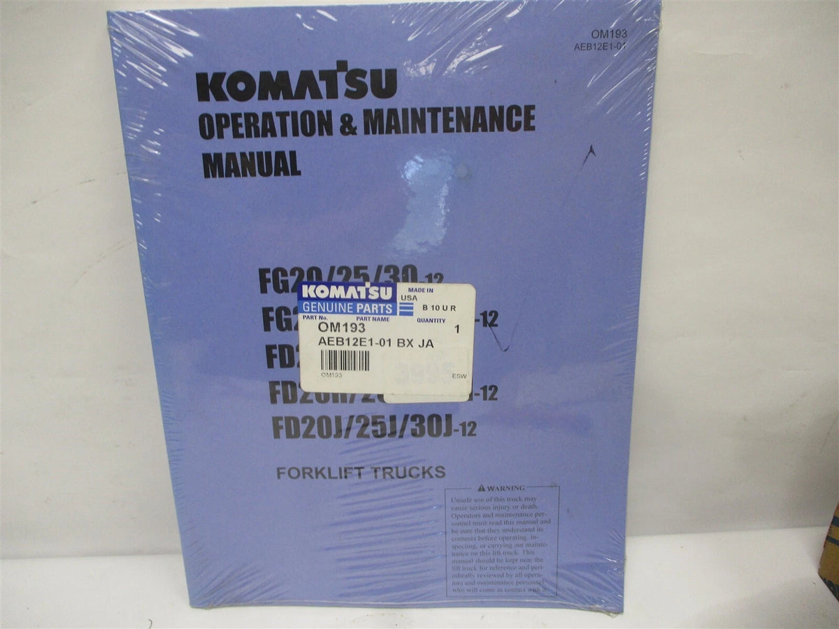 Operators Manual for Komatsu Forklift FG20 FG25 FG30 FD20 FD25 FD30 (OM193)