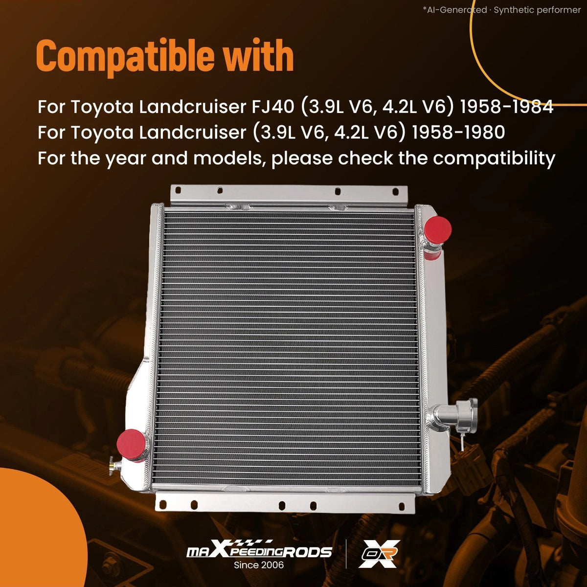 Direct Fit Radiator for Toyota Landcruiser FJ40 (1958–1984) AE180 3 Row