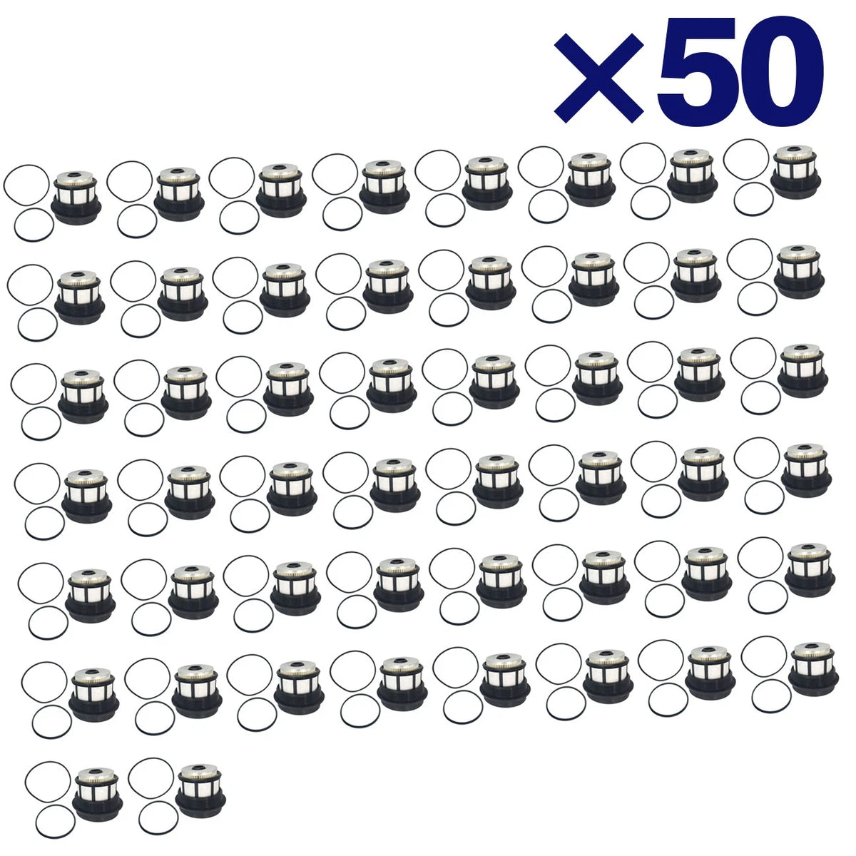 50PCS Fuel Filters + Caps for Ford F&E Series 7.3L Powerstroke Diesel (1998–2003)
