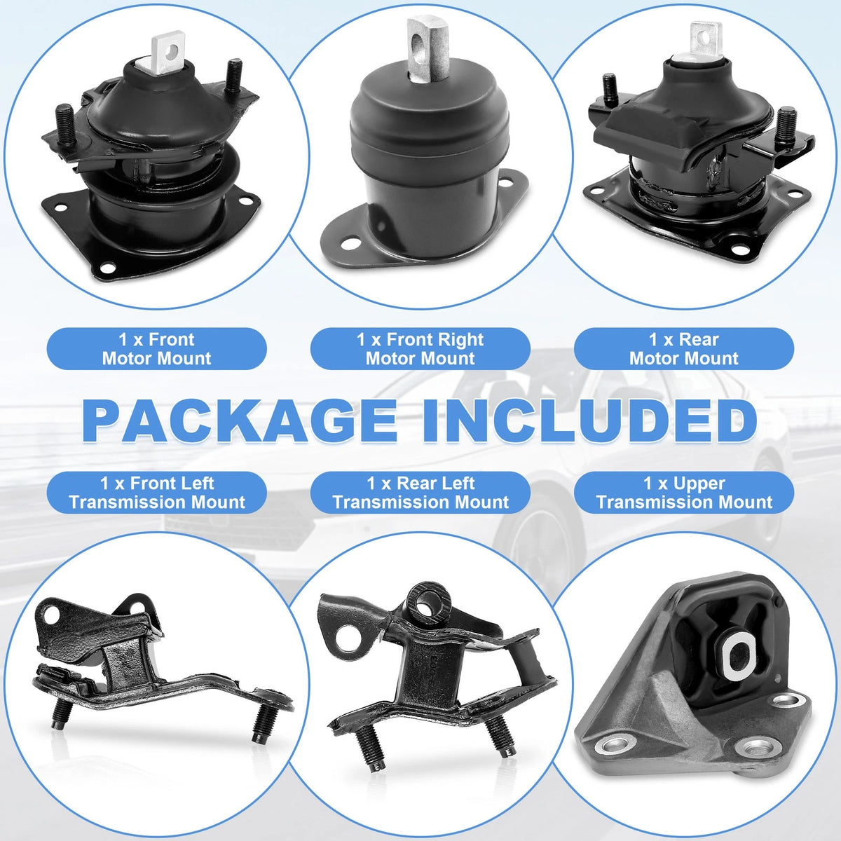 3X Engine Motor Mounts for Honda Accord L4 2.4L (2003–2007)