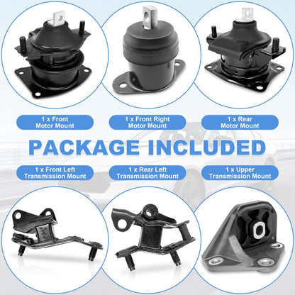 3X Engine Motor Mounts for Honda Accord L4 2.4L (2003–2007)
