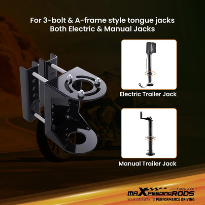 Side Mount Trailer Jack Bracket Kit for A-Frame Trailers (3-Bolt Pattern)