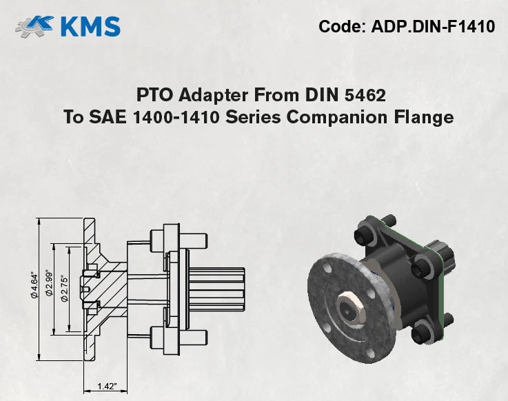 PTO Adapter for Universal DIN 5462 to SAE 1400-1410 Series