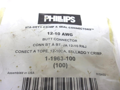 100X Heat Shrink Butt Connector Yellow 12-10 Gauge for Various Applications