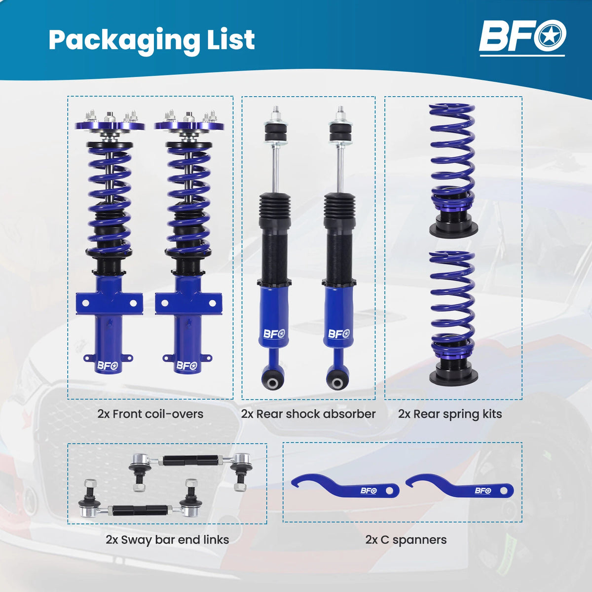 BFO Coilovers Suspension Lowering Kit for Ford Mustang (2005–2014)