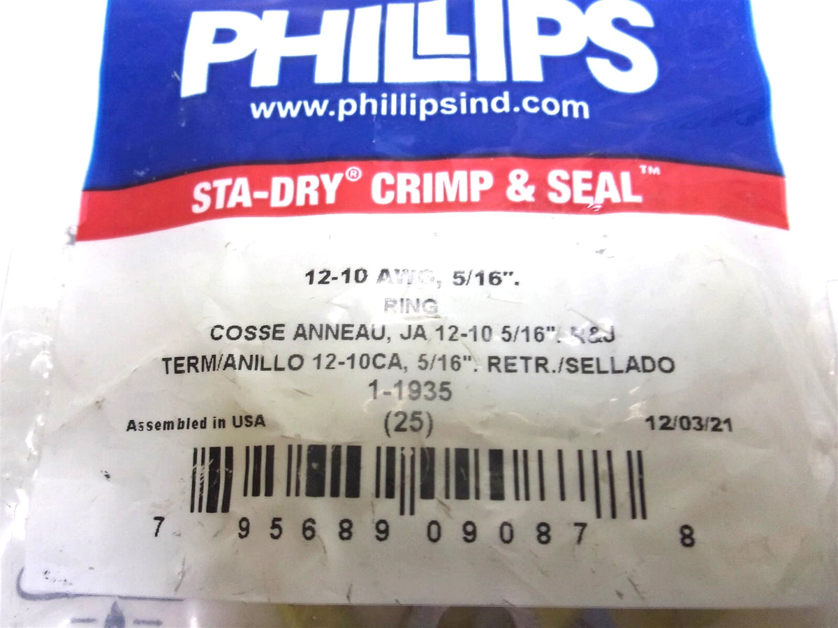 25X Heat Shrink Ring Terminal for Phillips (1935) 12-10 Gauge 3/8" Stud