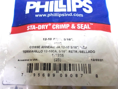 25X Heat Shrink Ring Terminal for Phillips (1935) 12-10 Gauge 3/8" Stud