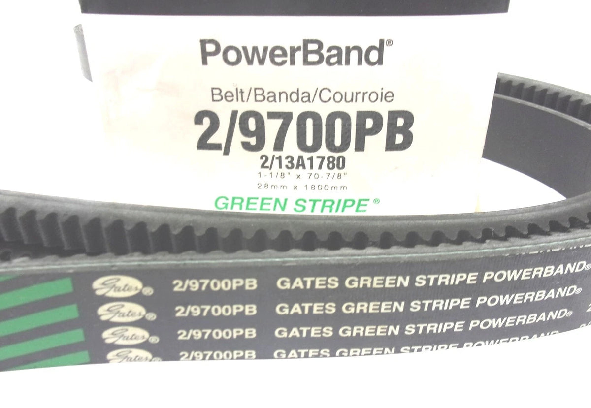 2X Gates Green Stripe Powerband Heavy Duty Joined V-Belt for