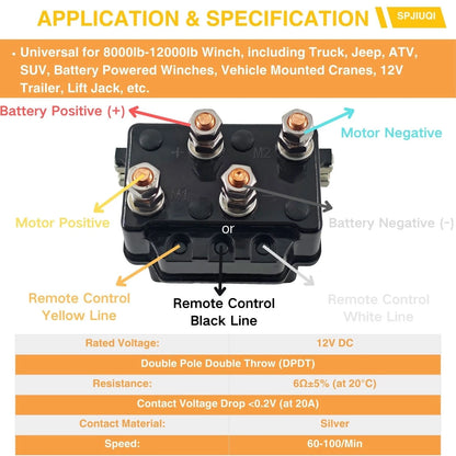 2X Winch Solenoid Relay Controller for ATV SUV (12V 500A 12000LB)