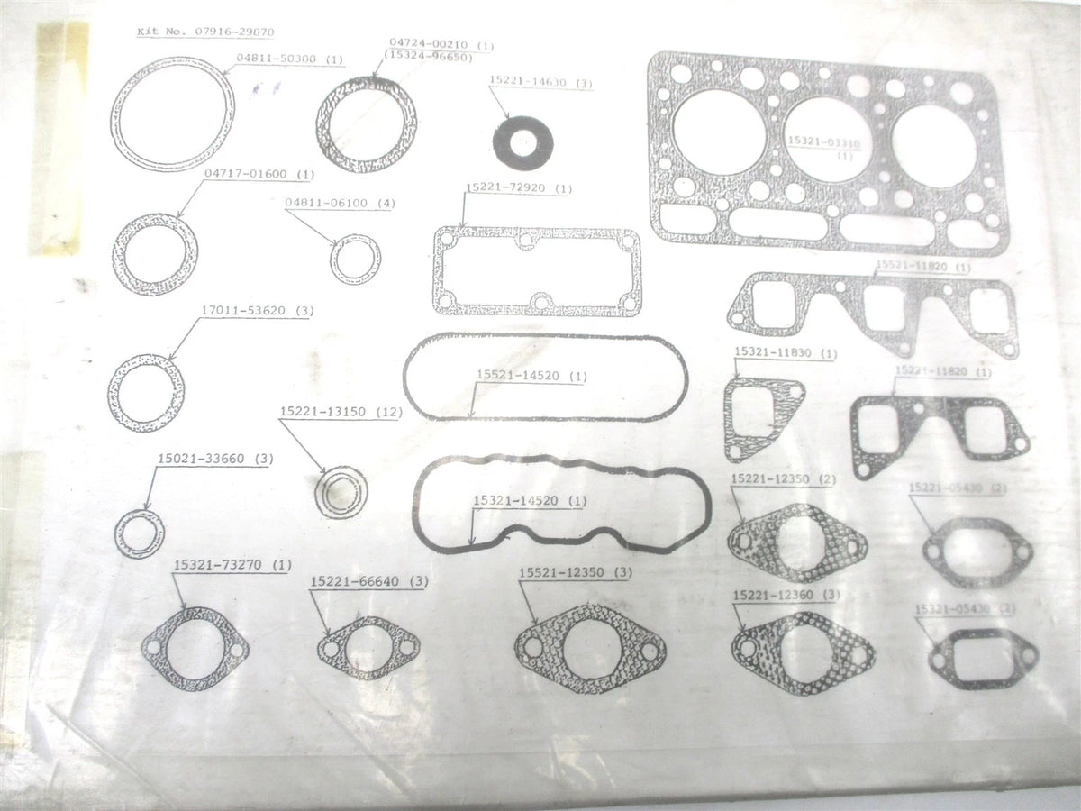 Upper Gasket Kit for Kubota D1100 (07916-29870, 07916-29875, 70000-00105)
