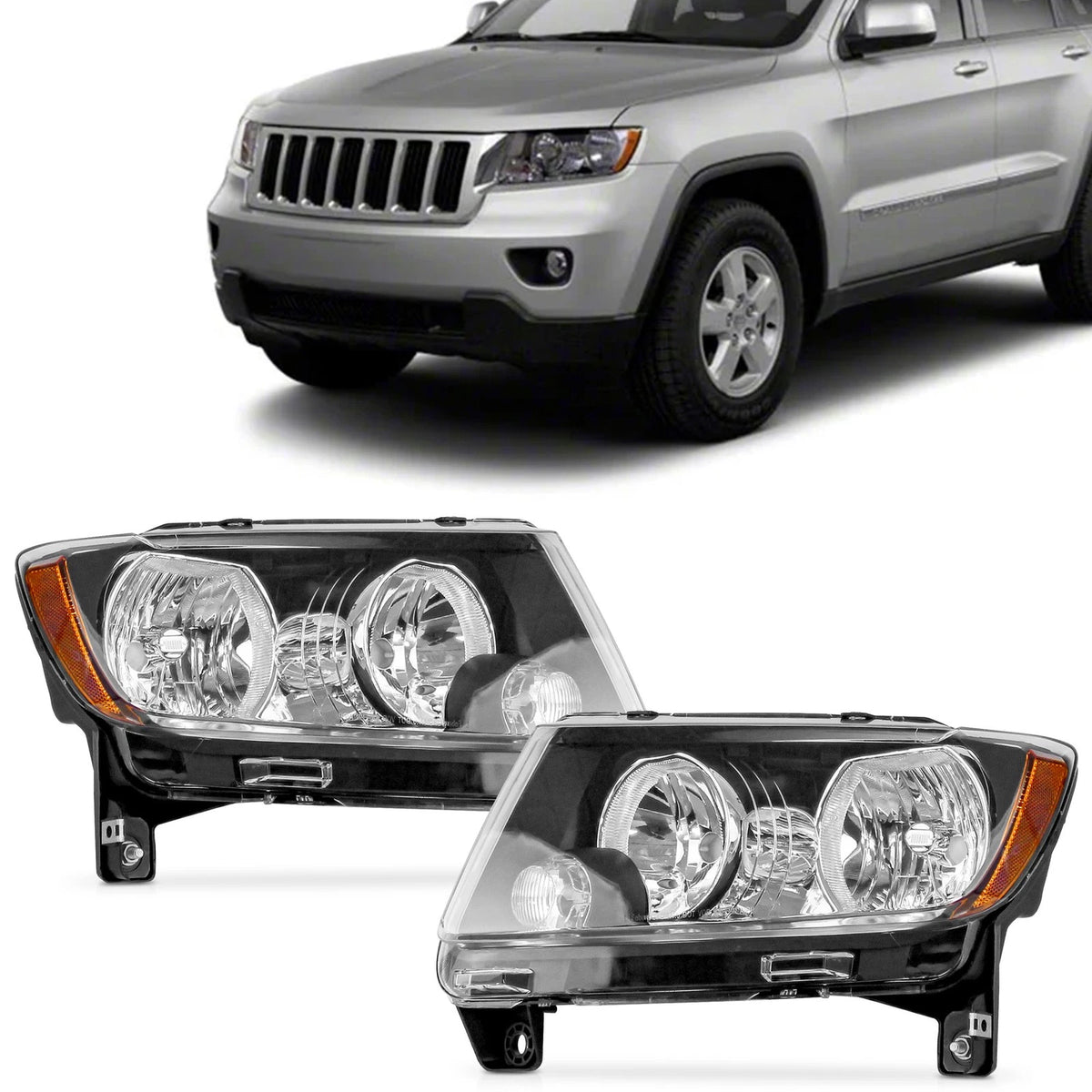 Pair of Headlights for Jeep Grand Cherokee (2011–2013)