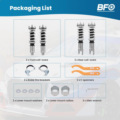 Adjustable Coilovers 24-Step Damper Lowering Kit for Honda Civic (1992–2000)