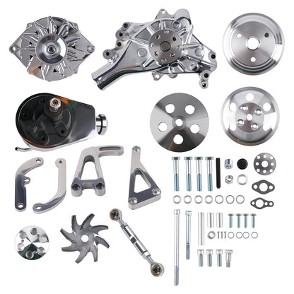 Chrome Small Block Kit for Chevrolet (w/ Long Water Pump, Alternator, PS Pump)