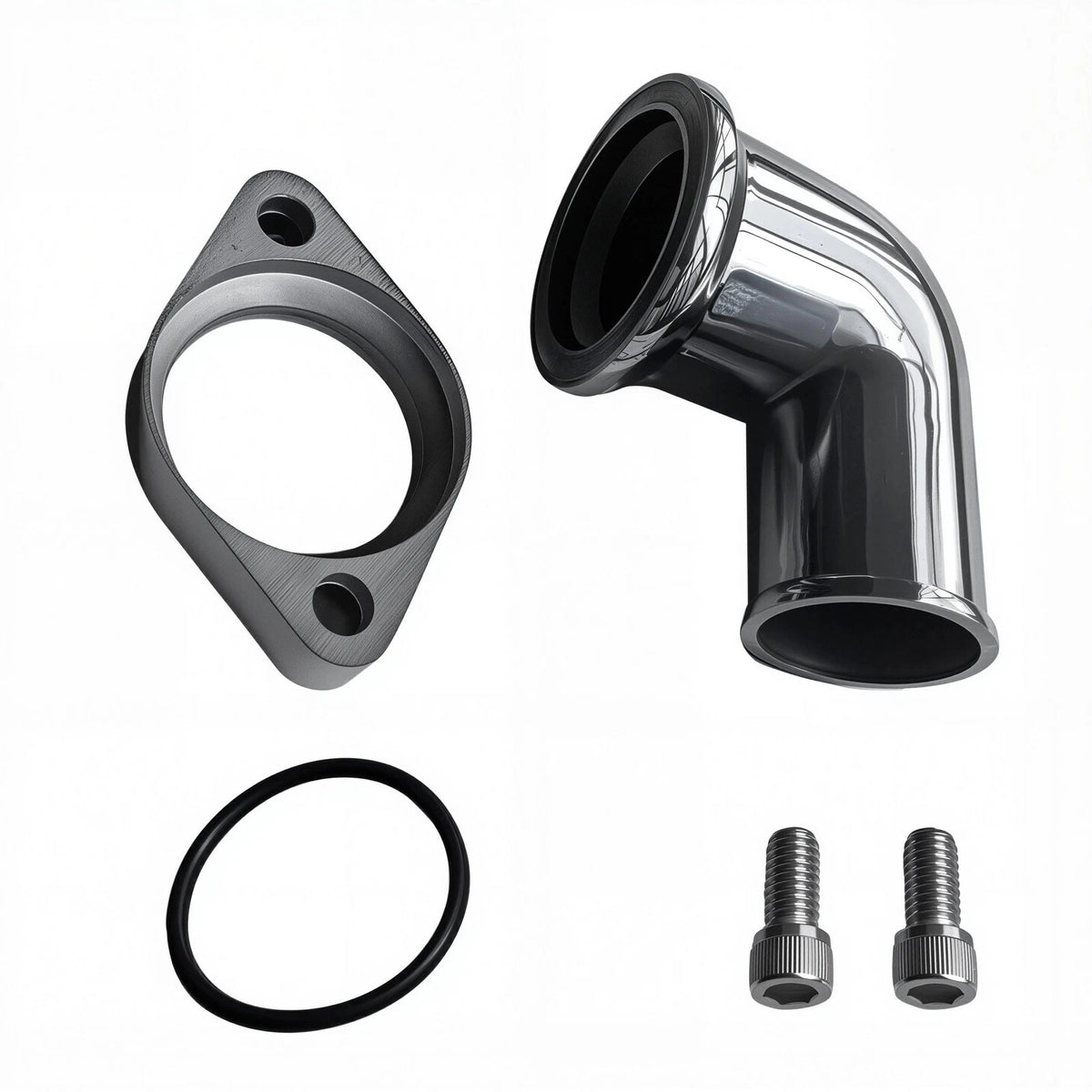 Polished 90° Swivel Water Neck Thermostat Housing for Chevy SBC BBC (327–454)