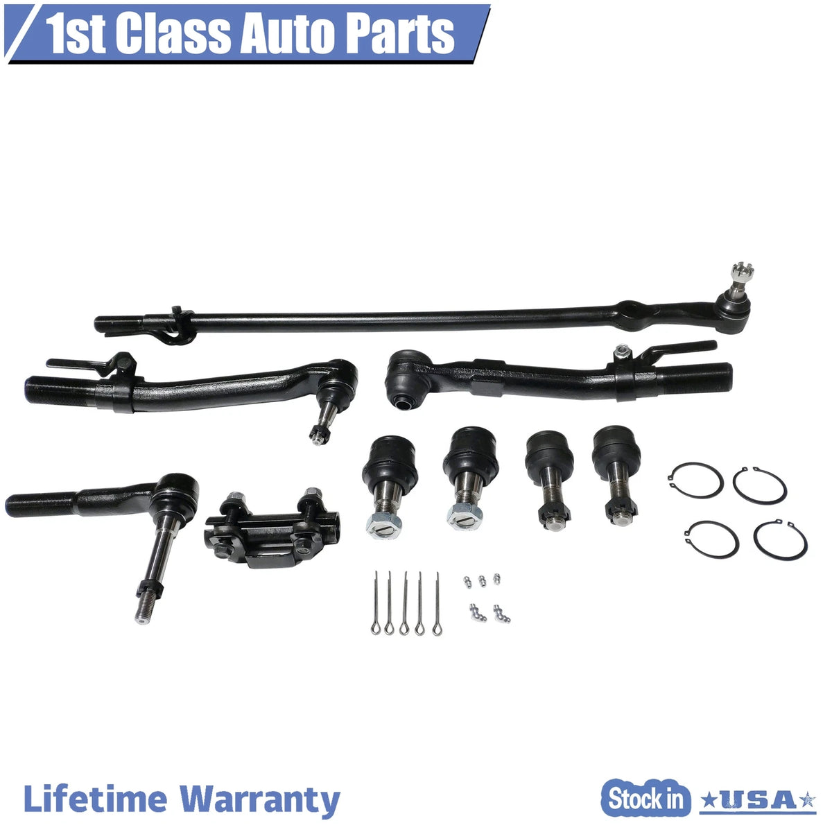 9x Front Steering Ball Joints Tie Rods Kit for Ford F-250 Super Duty (2005–2016)