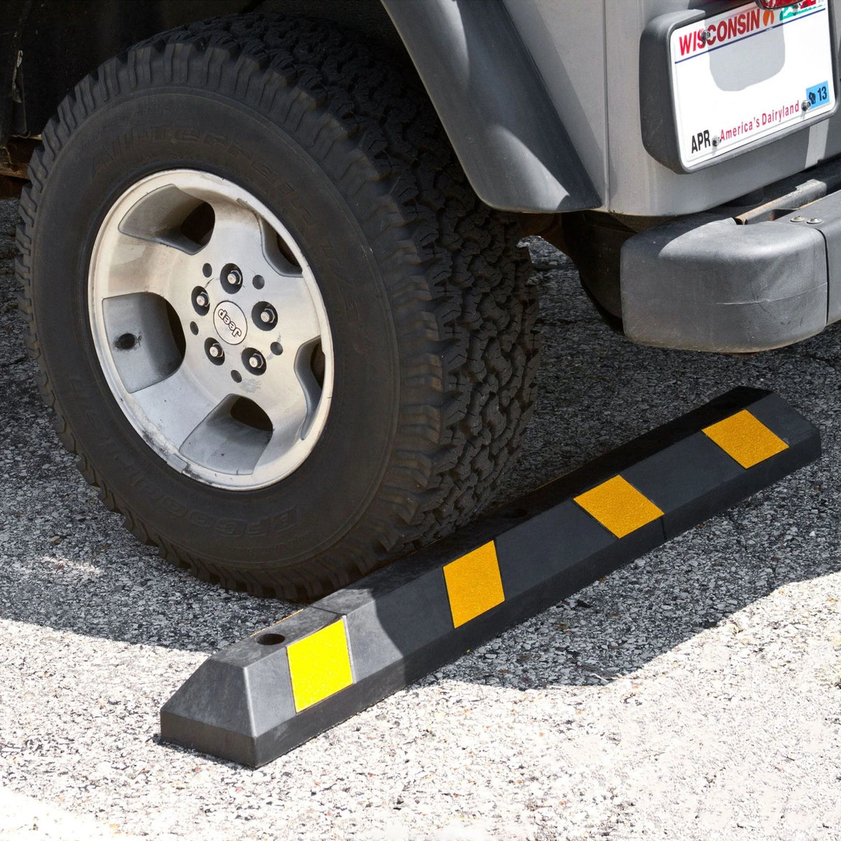 Rubber Parking Stopper for Garage (4', Mounting Holes)
