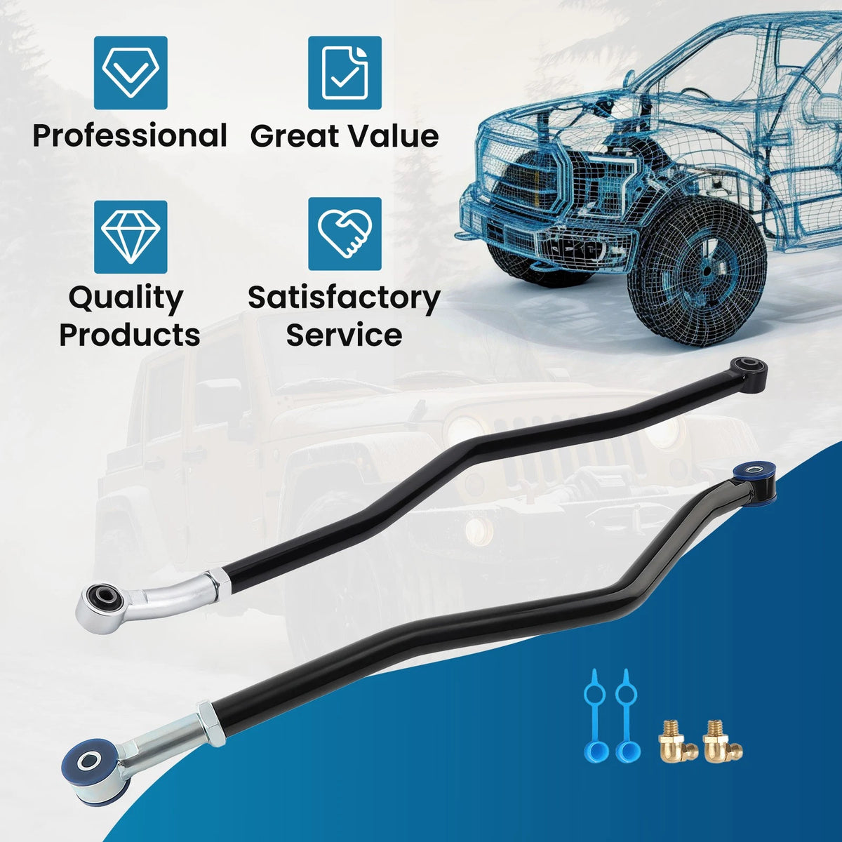Adjustable Track Bar Rod 0-6" Lift for Jeep Wrangler JK (2007–2018)