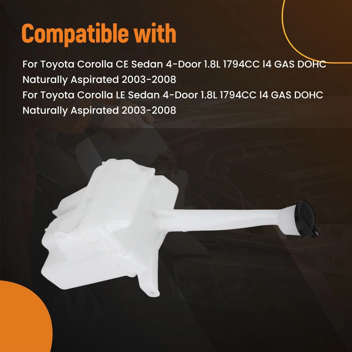 1x Front Windshield Washer Tank for Toyota Corolla XRS (2005–2006) 603403