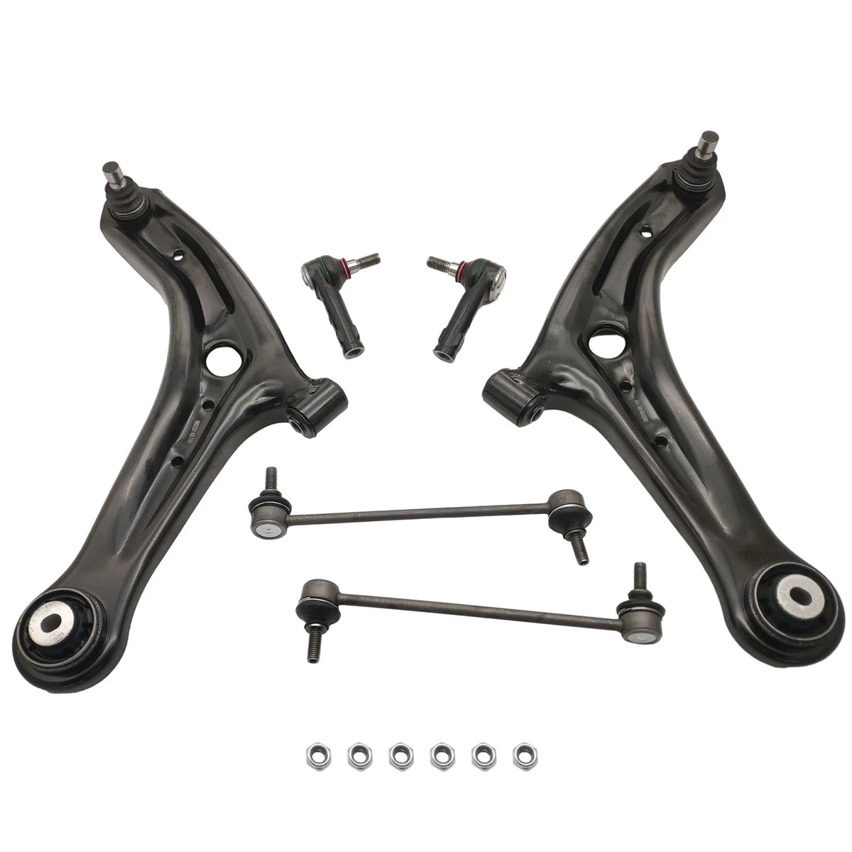 6PCS Steering Kit Control Arms Tie Rods Sway Bar Links for Ford Fiesta (2011–2019)