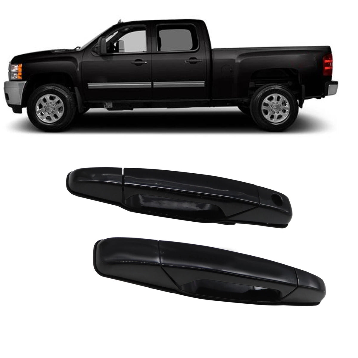 2X Front L-R Door Handle Black for Chevrolet Silverado 1500 (2007–2013)