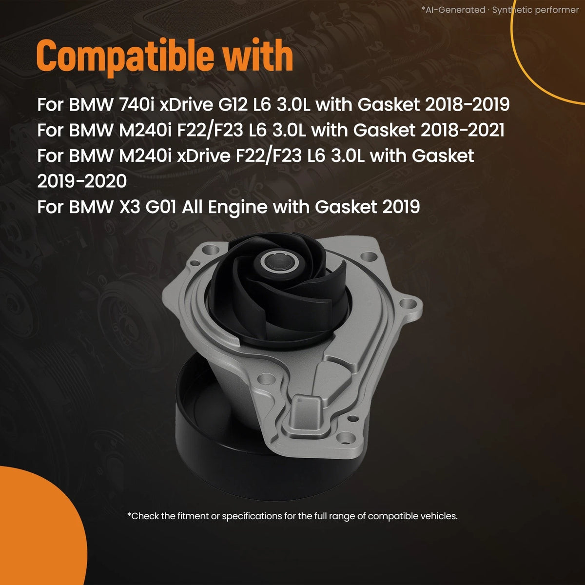 Coolant Water Pump for BMW 540i G30 640i G32 740i G12 (2018–2020) 11512379782