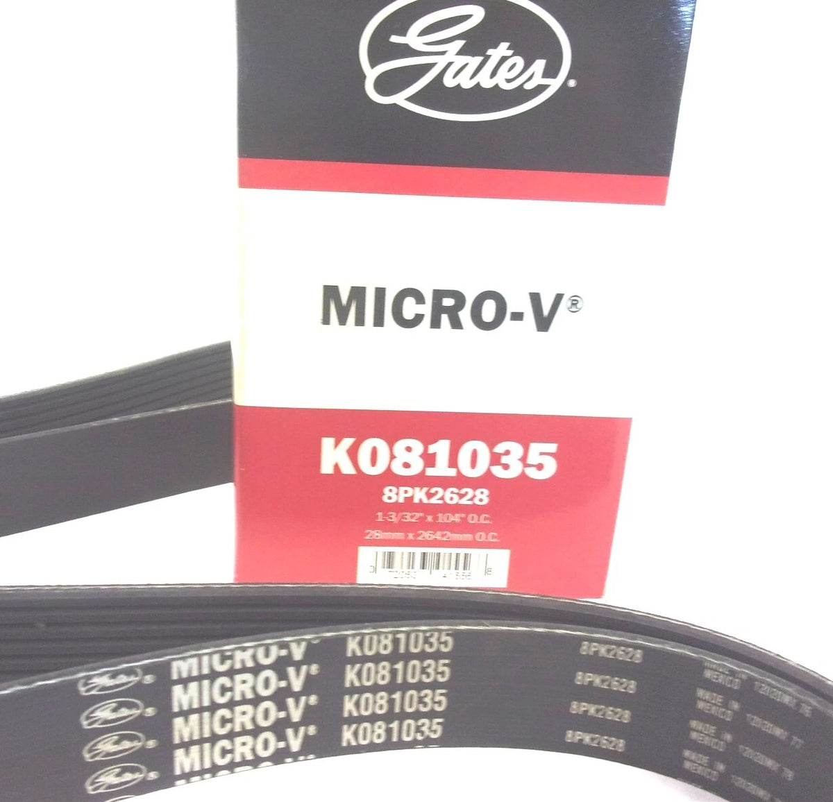 Gates Serpentine Micro-V Belt 8PK2628 for K081035 (104" x 1-3/32")