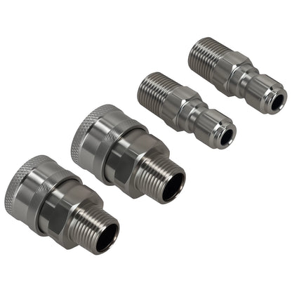Set of 4 3/8" NPT Pressure Washer Quick Connector Adapters for Hose Pump Wand