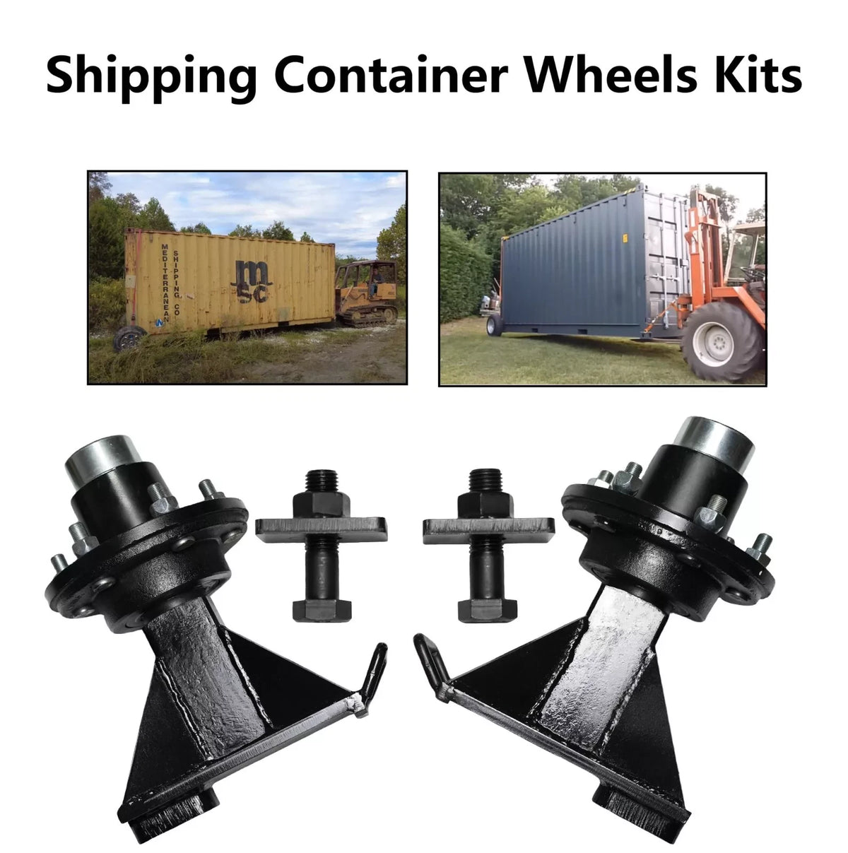 Set of 8 Steel Bolt-on Spindle Kit for Shipping Container Wheels (8000LB)