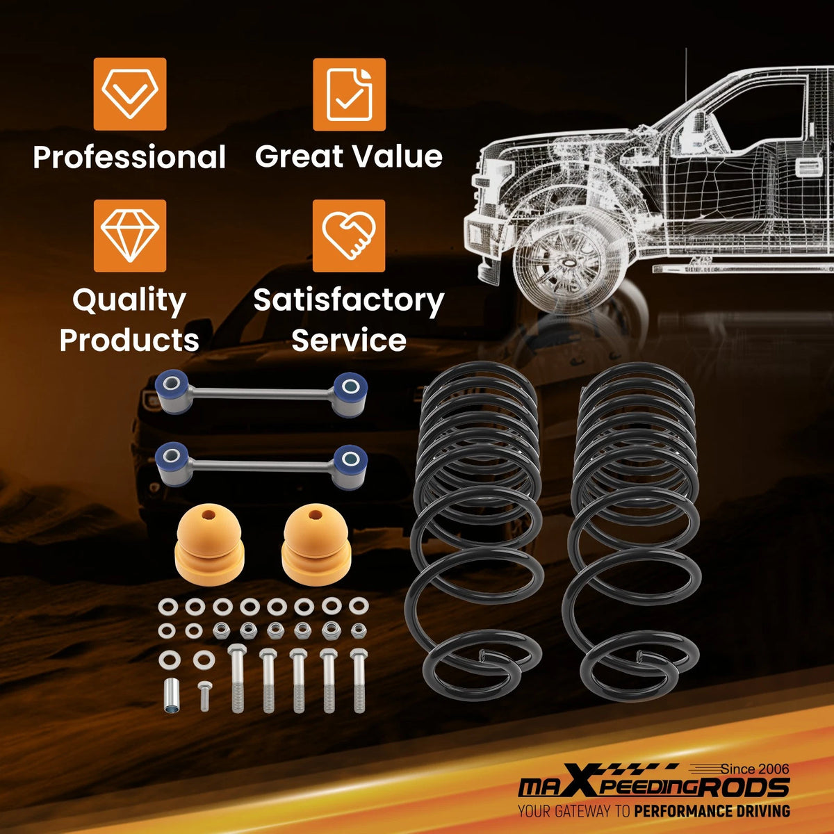 4" Drop Springs Rear Kit for Dodge Ram Standard Cab (2009–2018) V8 2WD/4WD