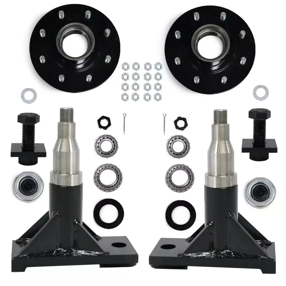 Set of 8 Steel Bolt-on Spindle Kit for Shipping Container Wheels (8000LB)