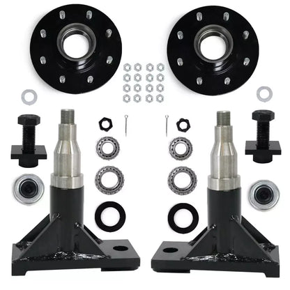 Set of 8 Steel Bolt-on Spindle Kit for Shipping Container Wheels (8000LB)