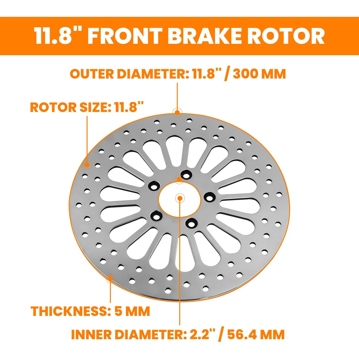 Front Brake Rotor Disk 11.8" Stainless Steel for Harley Touring Dyna