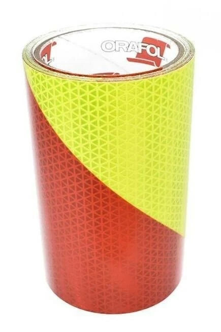 Orafol V98 77575-610 Safety Tape 6" x 10' LH Red & Fluorescent Lime